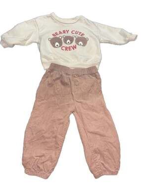 Rugged Bear Toddler Boys Beary Cute Crew Sweatshirt Corduroy Jogger 2pc Set 12M